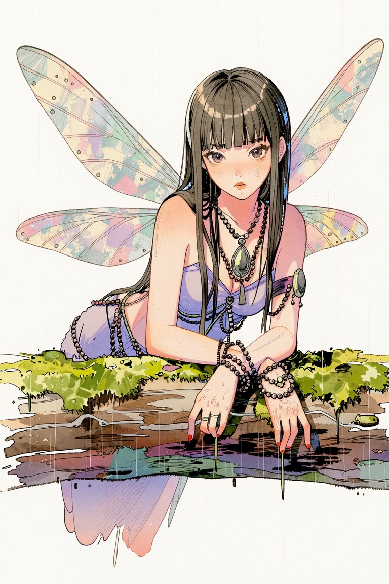 lirseven,  watercolor illustration,  ink and watercolor on Tensor.Art