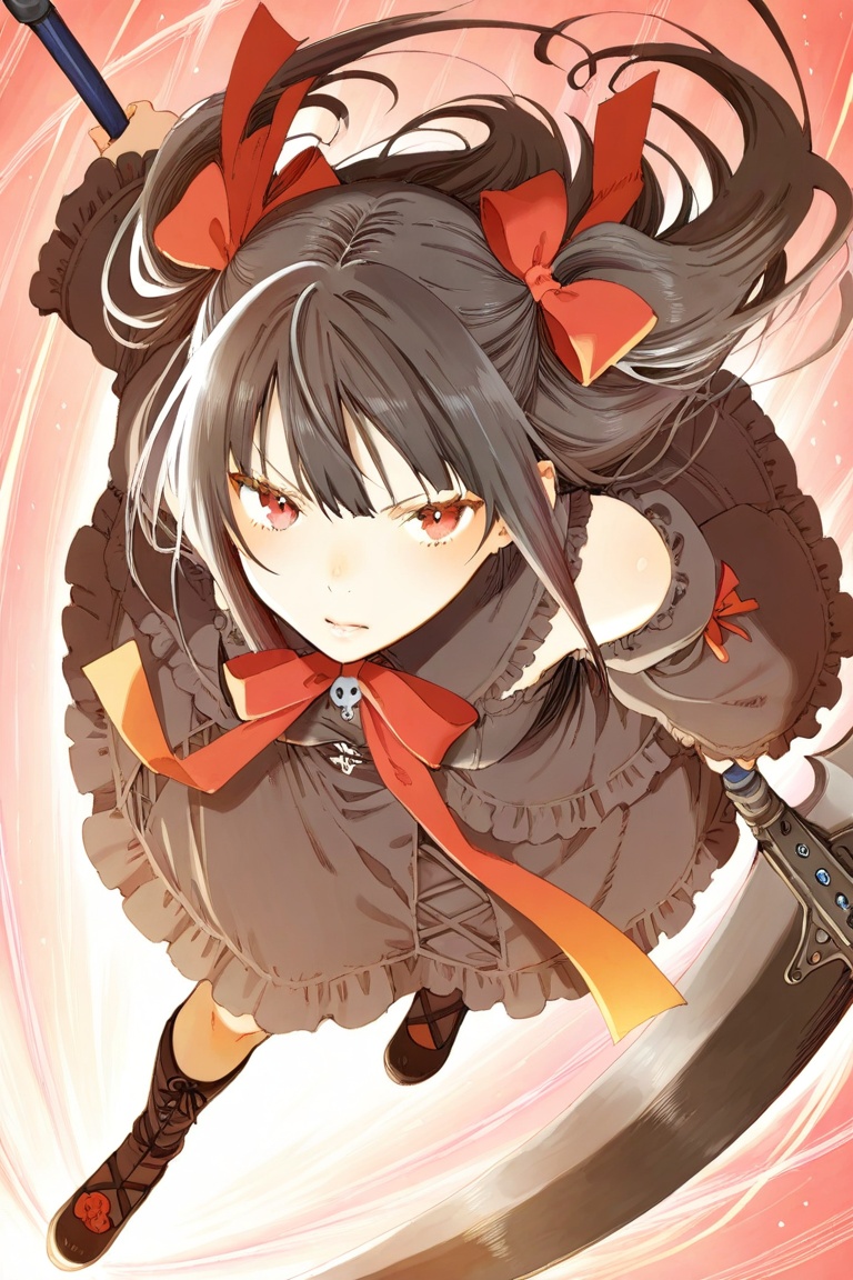 1girl,  red eyes,  black hair on Tensor.Art