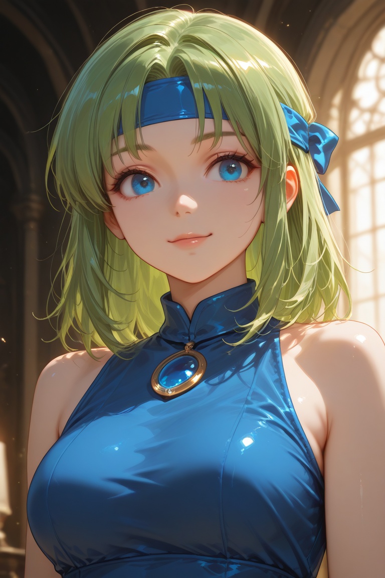 wizard_girl,  green hair,  medium hair on Tensor.Art