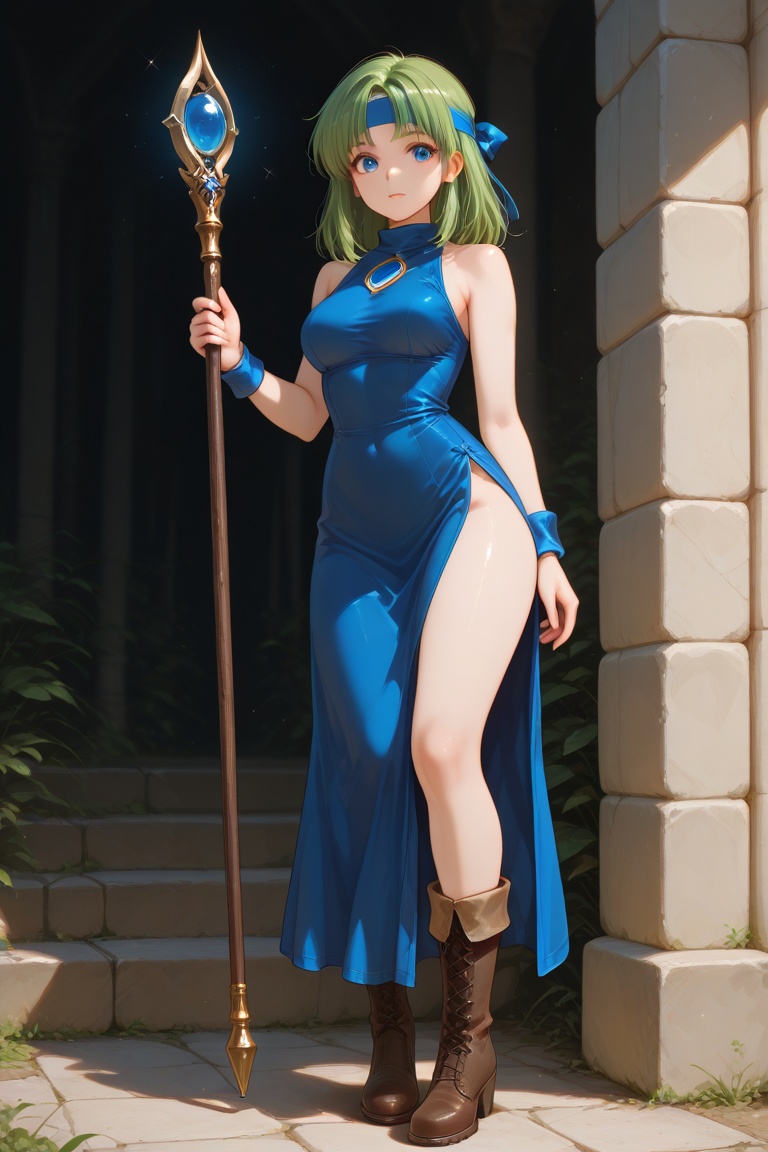 wizard_girl,  green hair,  medium hair on Tensor.Art