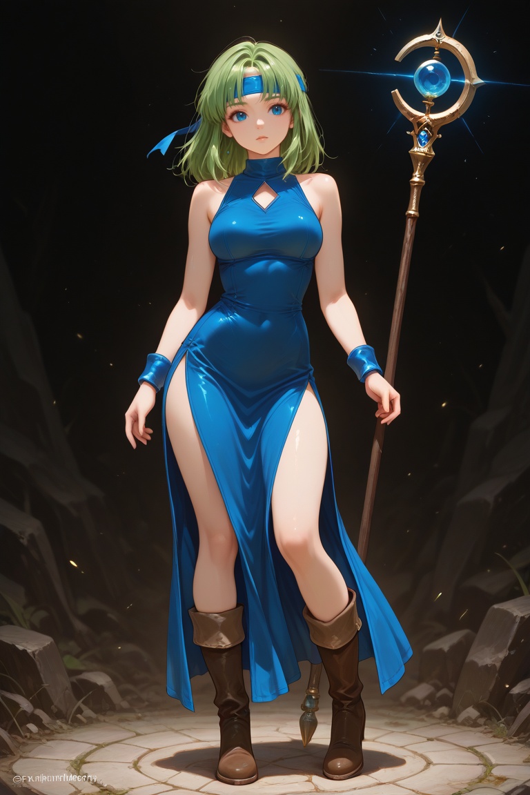 wizard_girl,  green hair,  medium hair on Tensor.Art