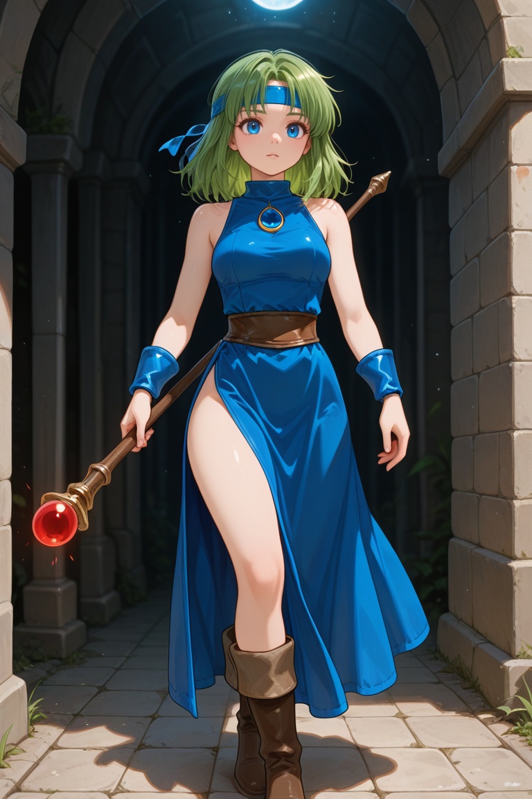 wizard_girl,  green hair,  medium hair on Tensor.Art