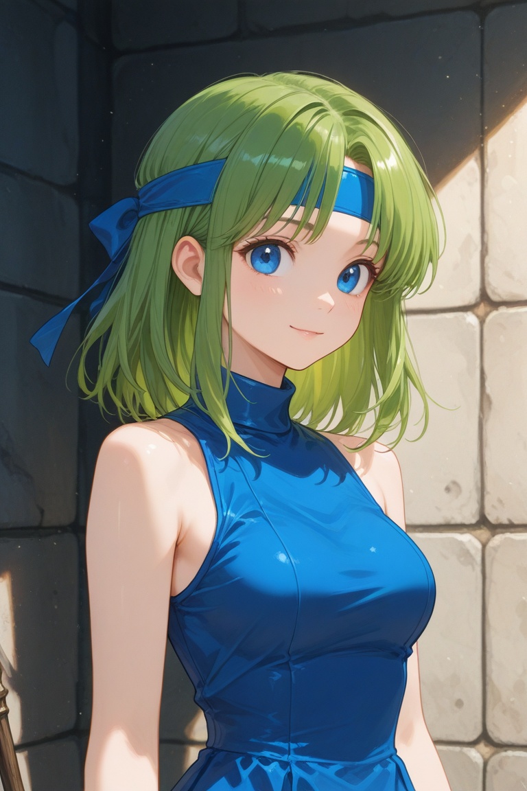 wizard_girl,  green hair,  medium hair on Tensor.Art