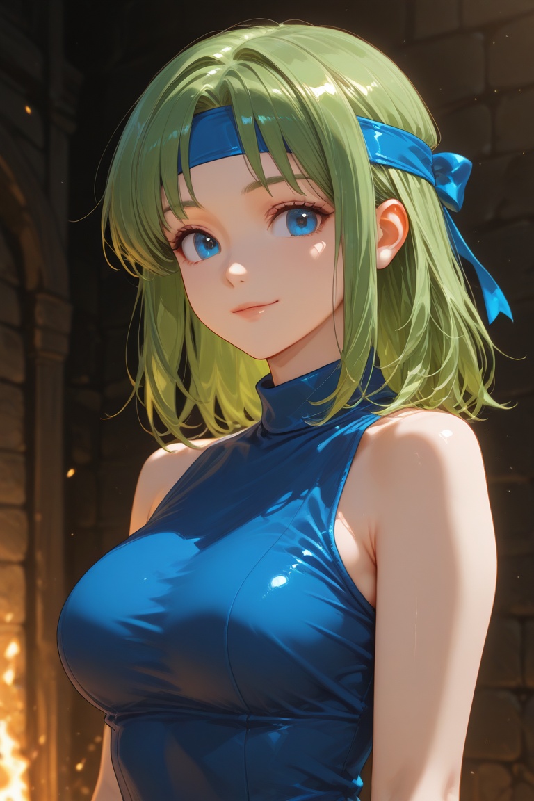 wizard_girl,  green hair,  medium hair on Tensor.Art