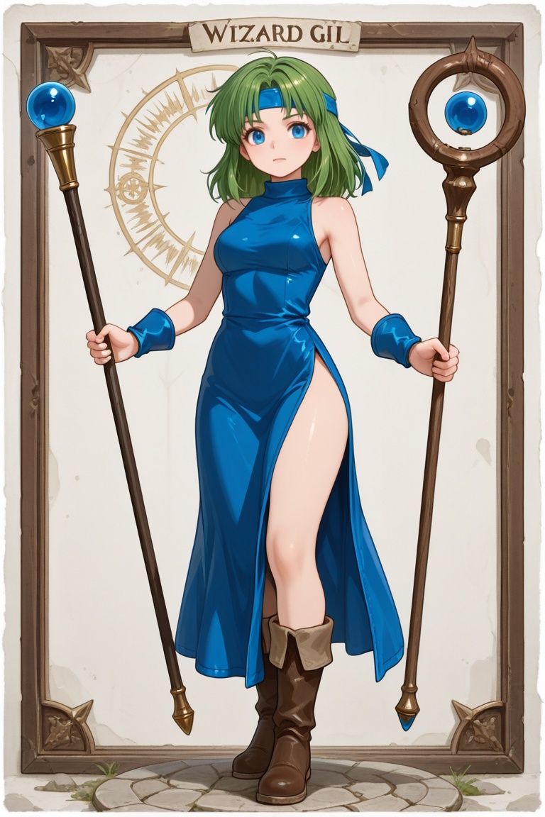 wizard_girl,  green hair,  medium hair on Tensor.Art