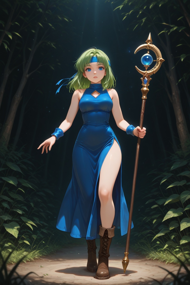 wizard_girl,  green hair,  medium hair on Tensor.Art