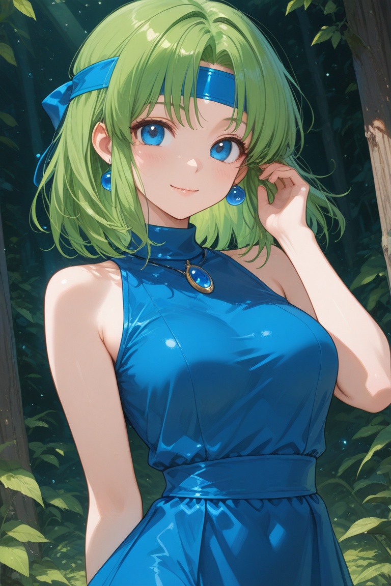wizard_girl,  green hair,  medium hair on Tensor.Art