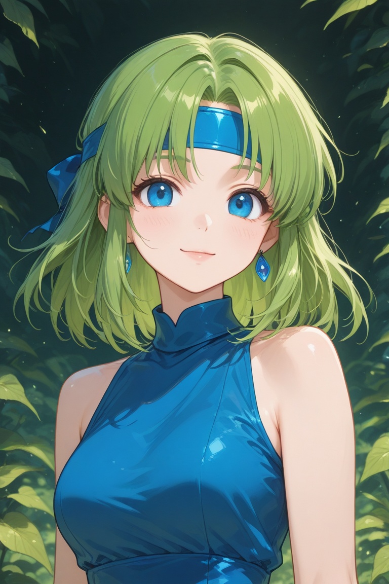 wizard_girl,  green hair,  medium hair on Tensor.Art