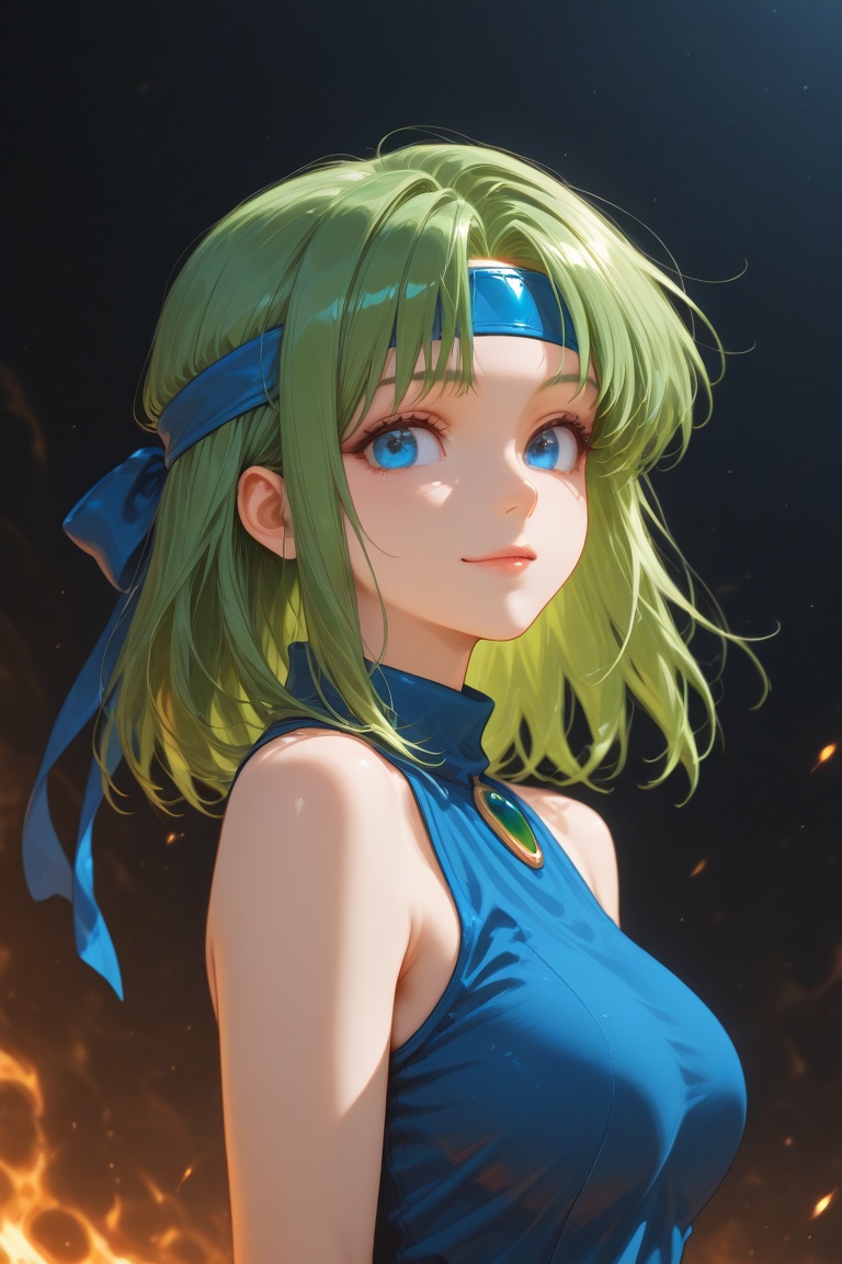 wizard_girl,  green hair,  medium hair on Tensor.Art