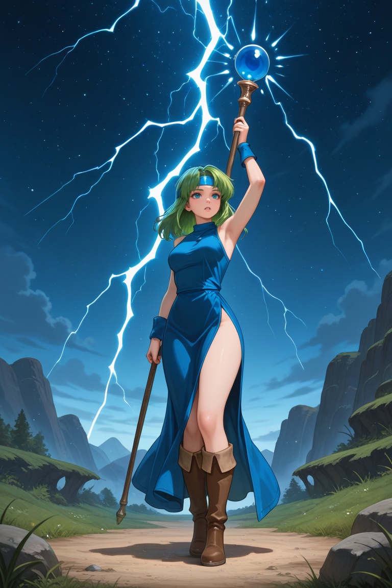 wizard_girl,  green hair,  medium hair on Tensor.Art