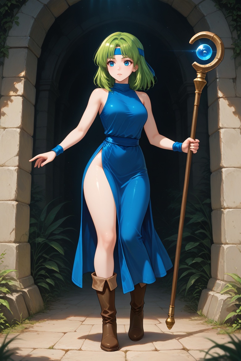 wizard_girl,  green hair,  medium hair on Tensor.Art