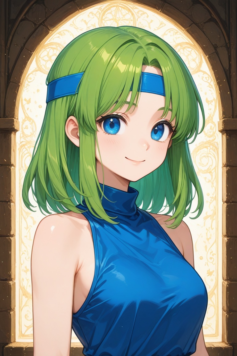 wizard_girl,  green hair,  medium hair on Tensor.Art