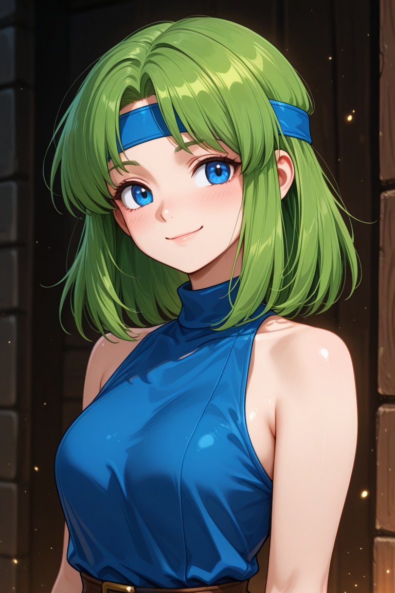wizard_girl,  green hair,  medium hair on Tensor.Art
