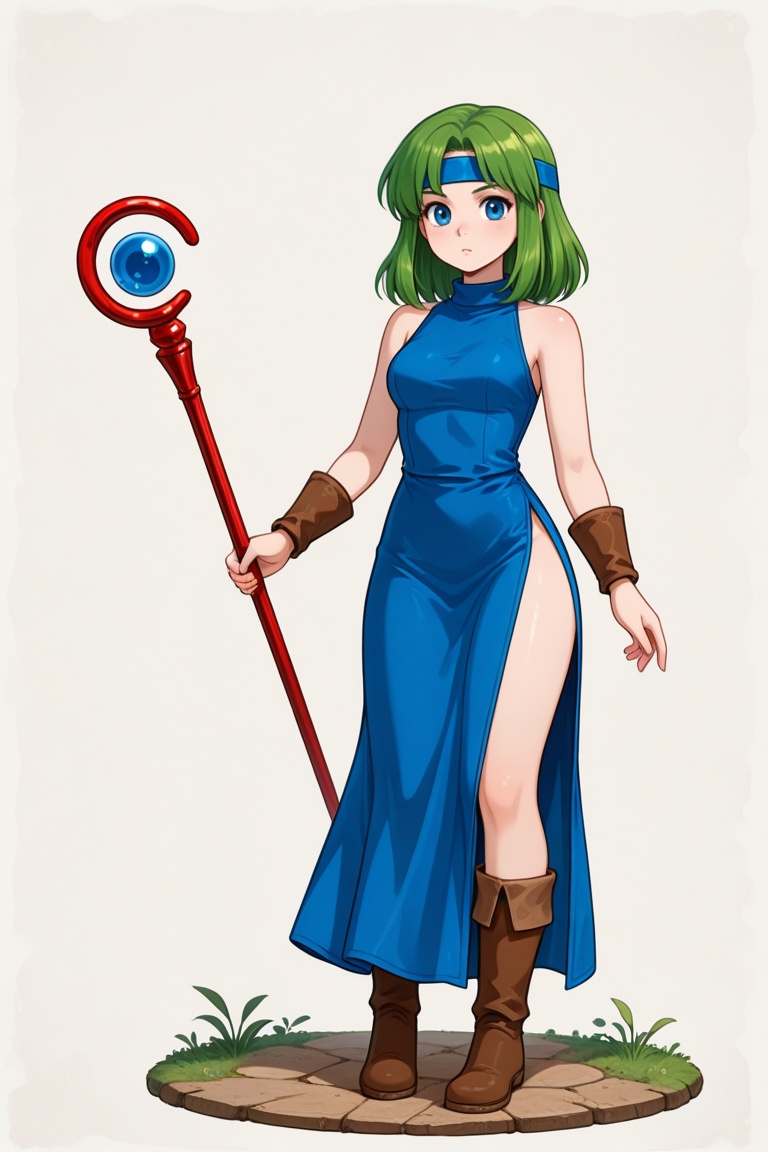 wizard_girl,  green hair,  medium hair on Tensor.Art