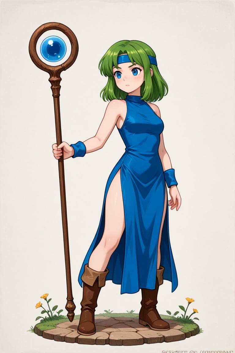 wizard_girl,  green hair,  medium hair on Tensor.Art