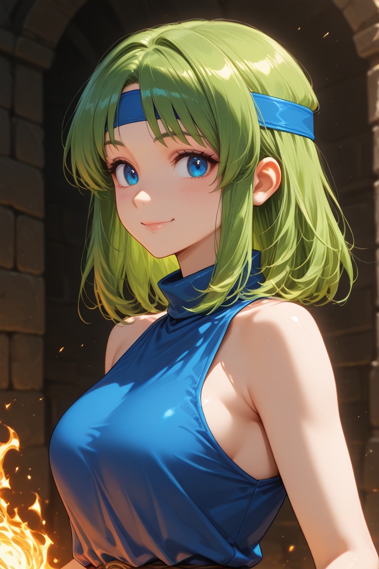 wizard_girl,  green hair,  medium hair on Tensor.Art
