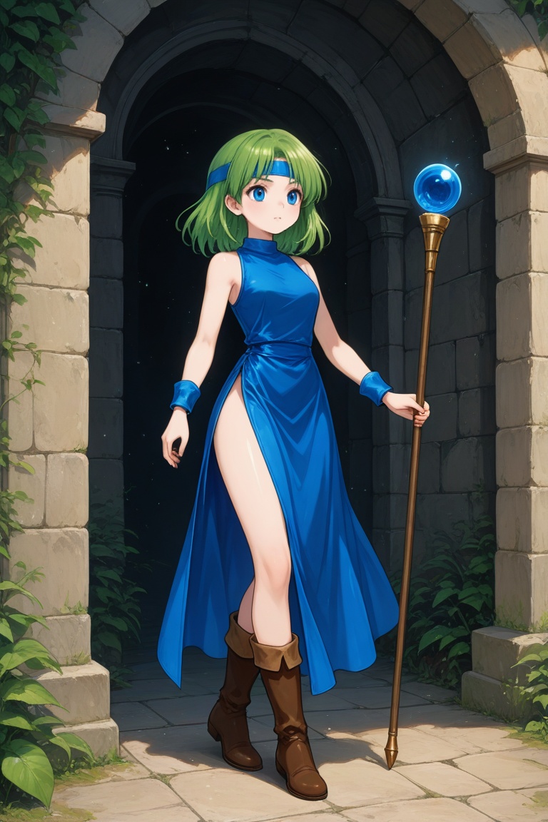 wizard_girl,  green hair,  medium hair on Tensor.Art