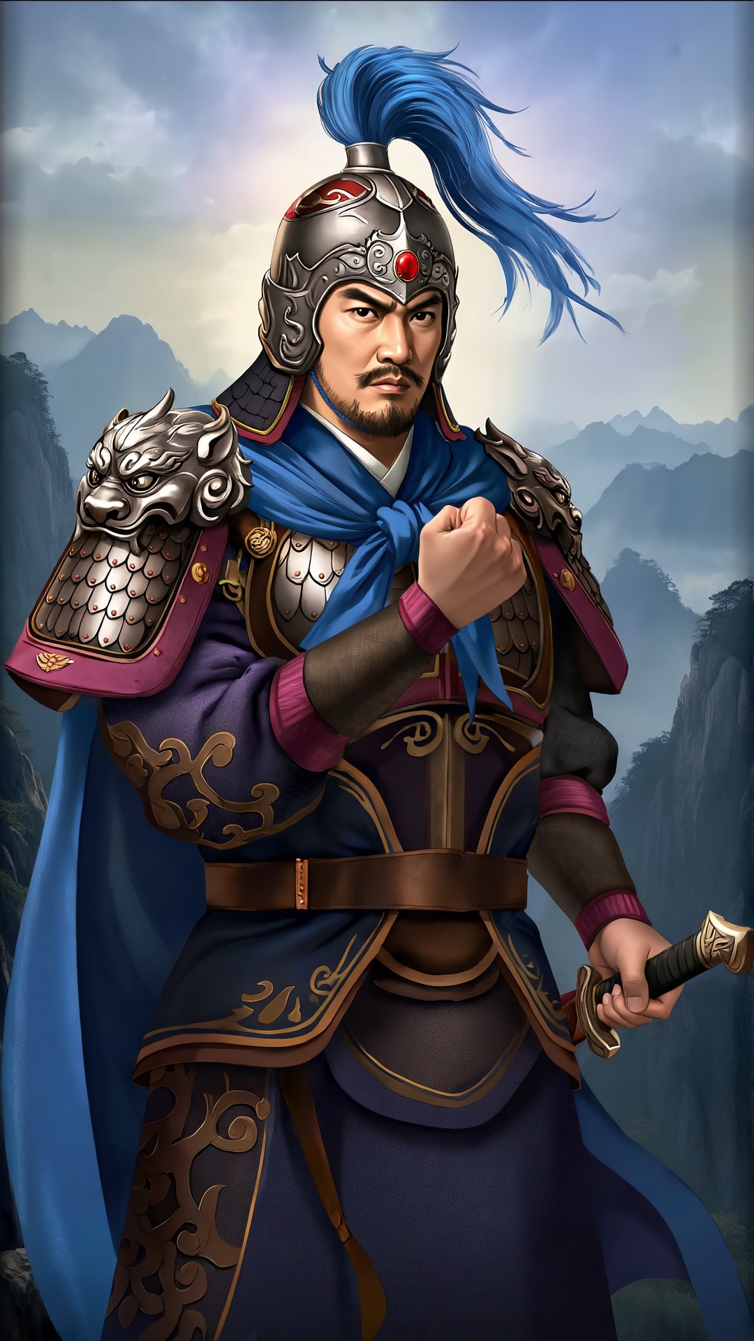 三国时期武将,  42岁。体格魁梧,  面庞刚毅方正 by 一起旅行 on Tensor.Art