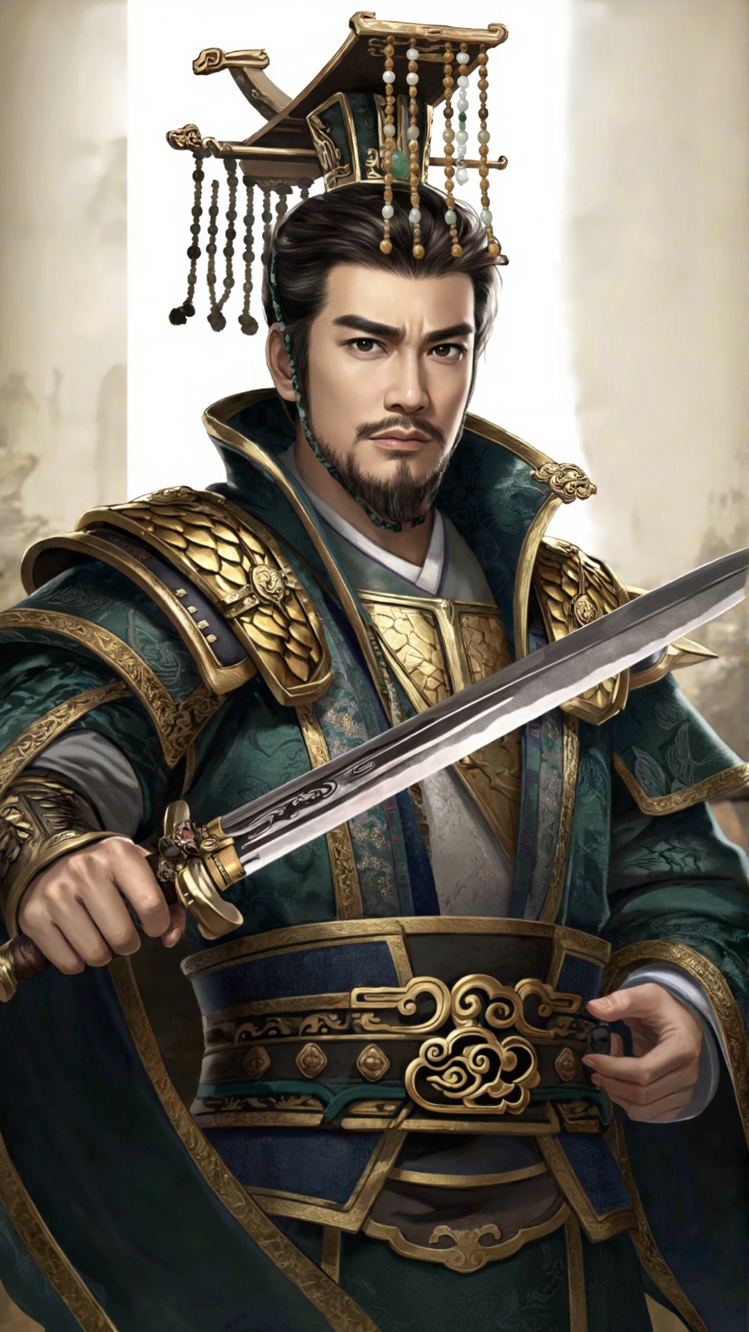 三国时期武将,  刘备,  三十五岁左右。体态匀称笔挺 by 一起旅行 on Tensor.Art