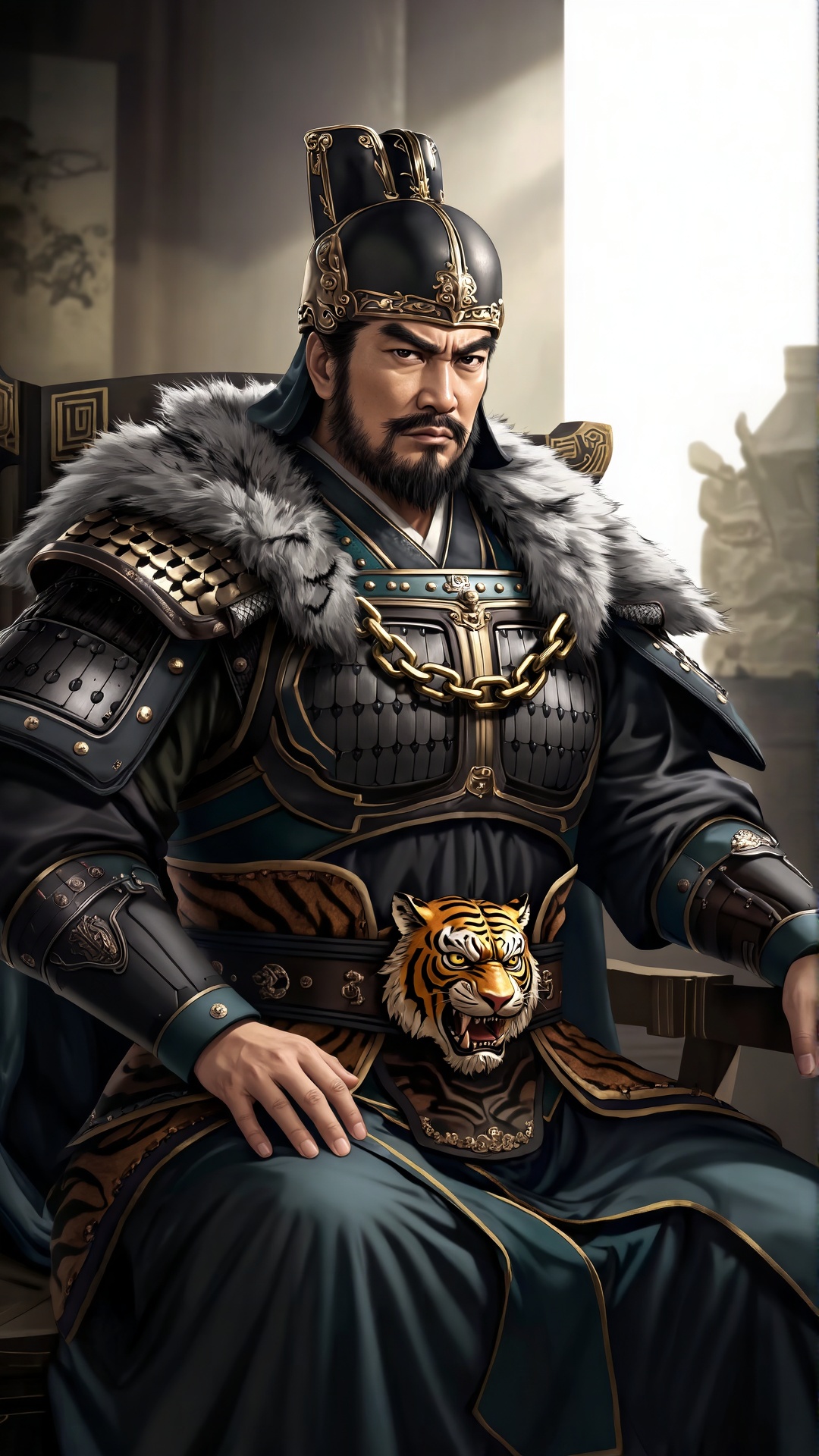 三国时期武将,  55岁。看起来很帅,  身躯宽厚壮硕 by 一起旅行 on Tensor.Art