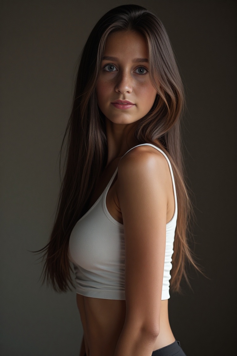 Cinematic photorealistic medium shot of JuliModel,  23 year old argentinian girl with italian heritage,  angelical face on...