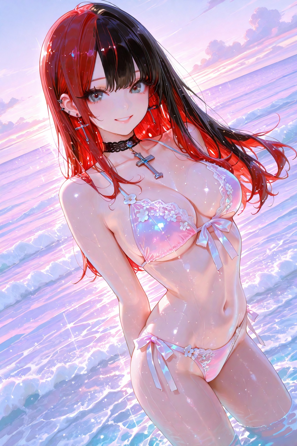 Long-haired girl,  not looking at the viewer,  bangs on Tensor.Art