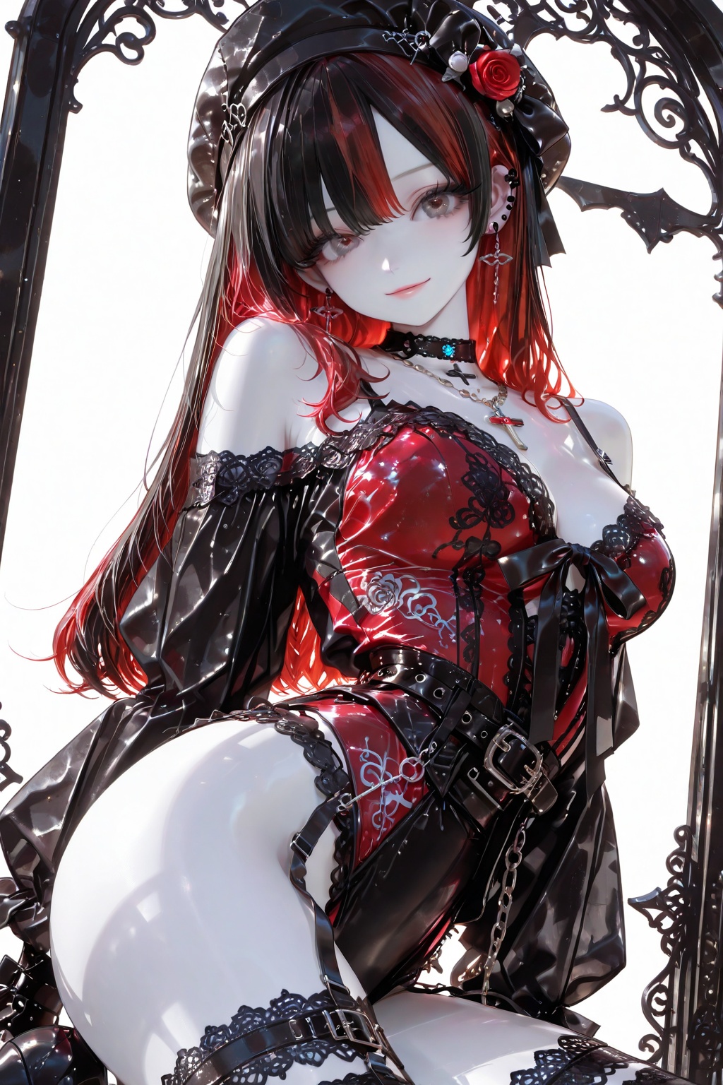 Chest,  gazing at the viewer,  smiling on Tensor.Art