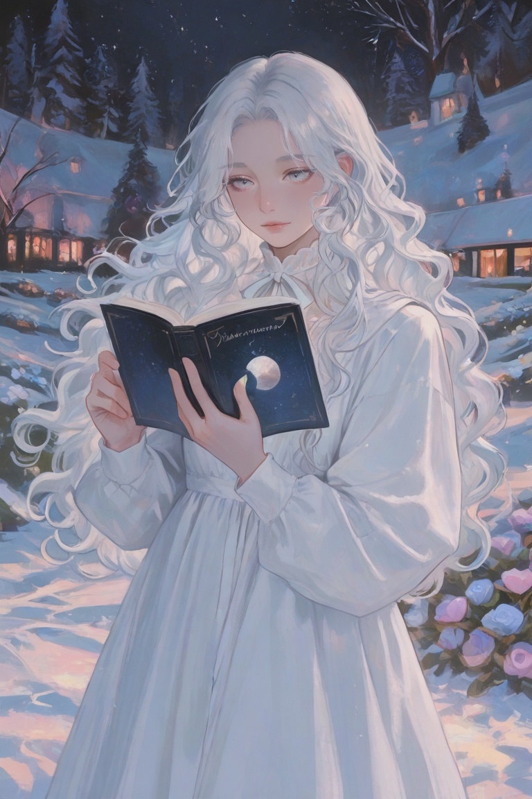 1girl,  solo,  reading book on Tensor.Art