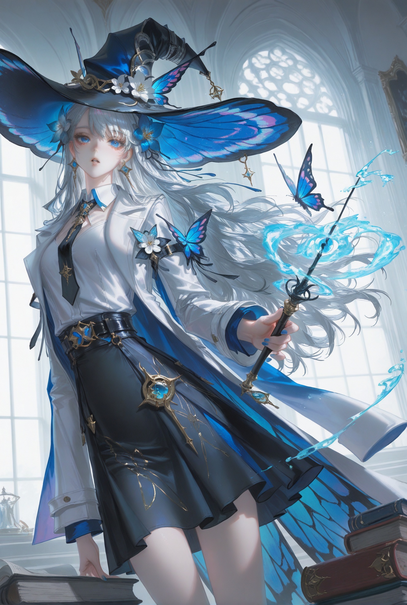 1girl,  witch_hat,  blue_butterfly by 枫林 on Tensor.Art