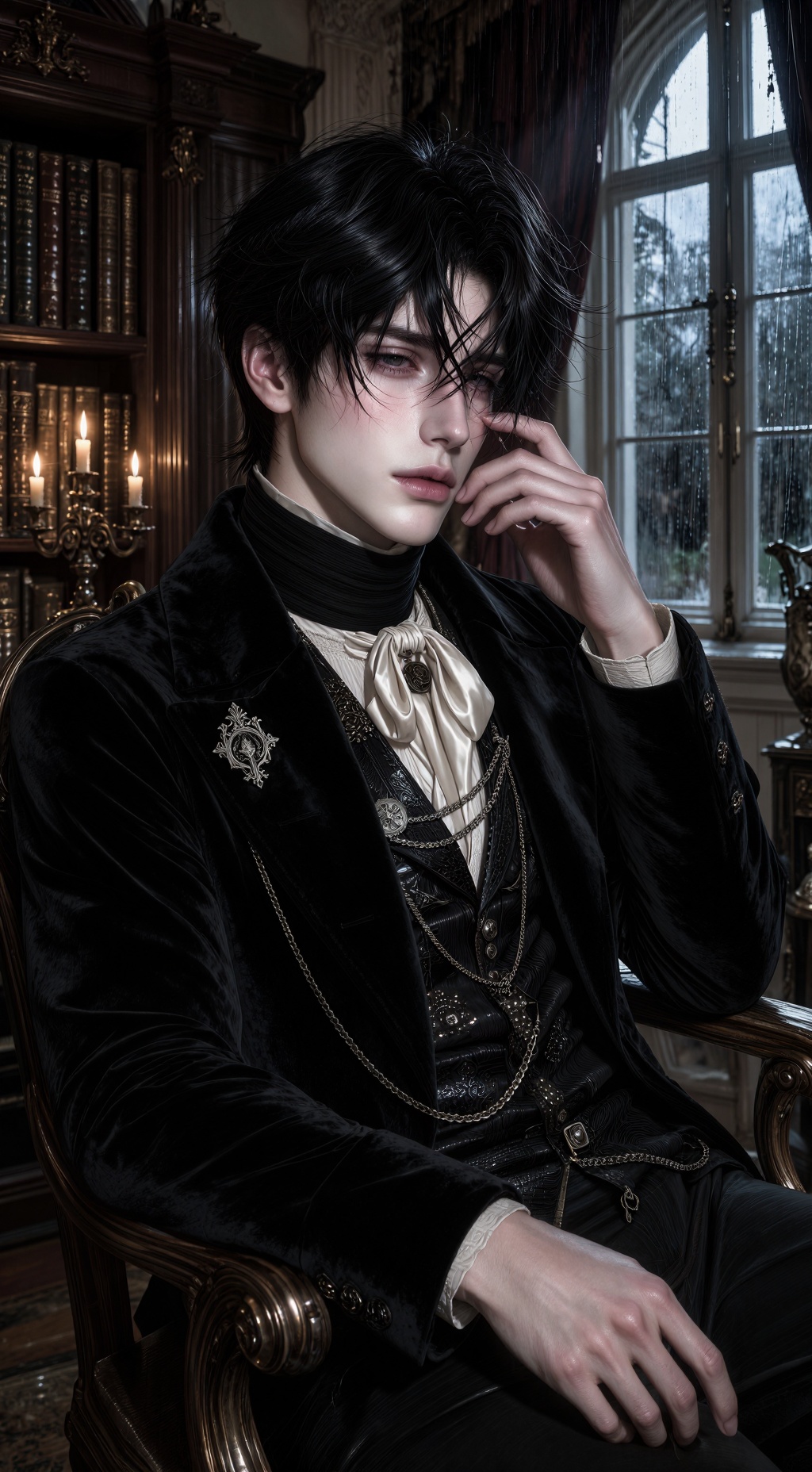 cinematic victorian portrait,  handsome young aristocratic man,  delicate facial features on Tensor.Art
