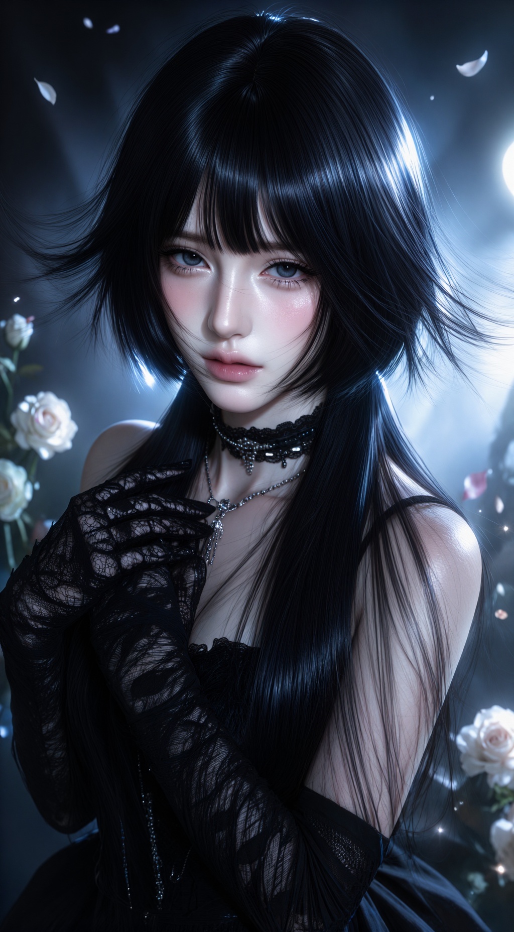 cinematic portrait,  delicate doll-like facial features,  porcelain skin on Tensor.Art