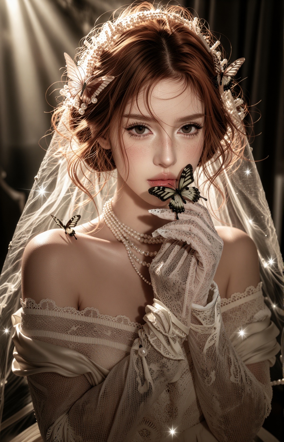 cinematic bridal portrait,  delicate doll-like facial features,  porcelain skin on Tensor.Art