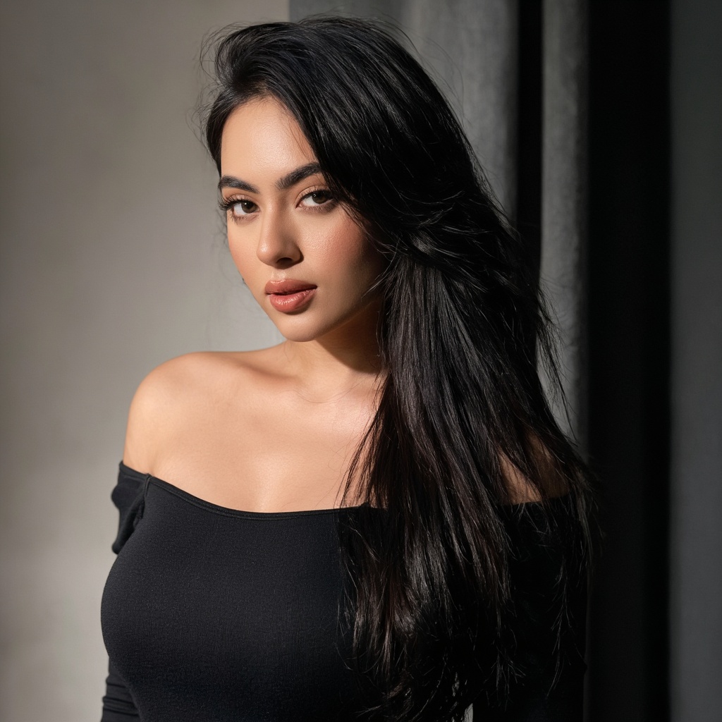 "cinematic professional portrait photography of a gorgeous seductive girl,  flawless complexion,  smoldering gaze at viewe...