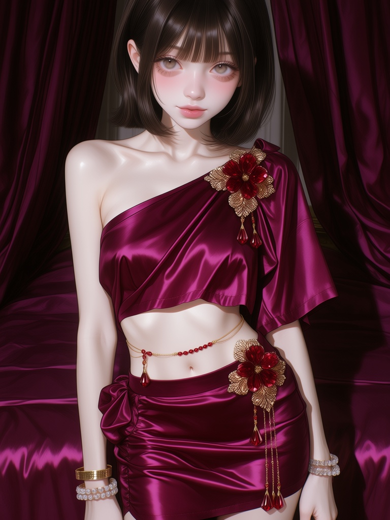 cute girl,  Straight bangs,  blushed on Tensor.Art