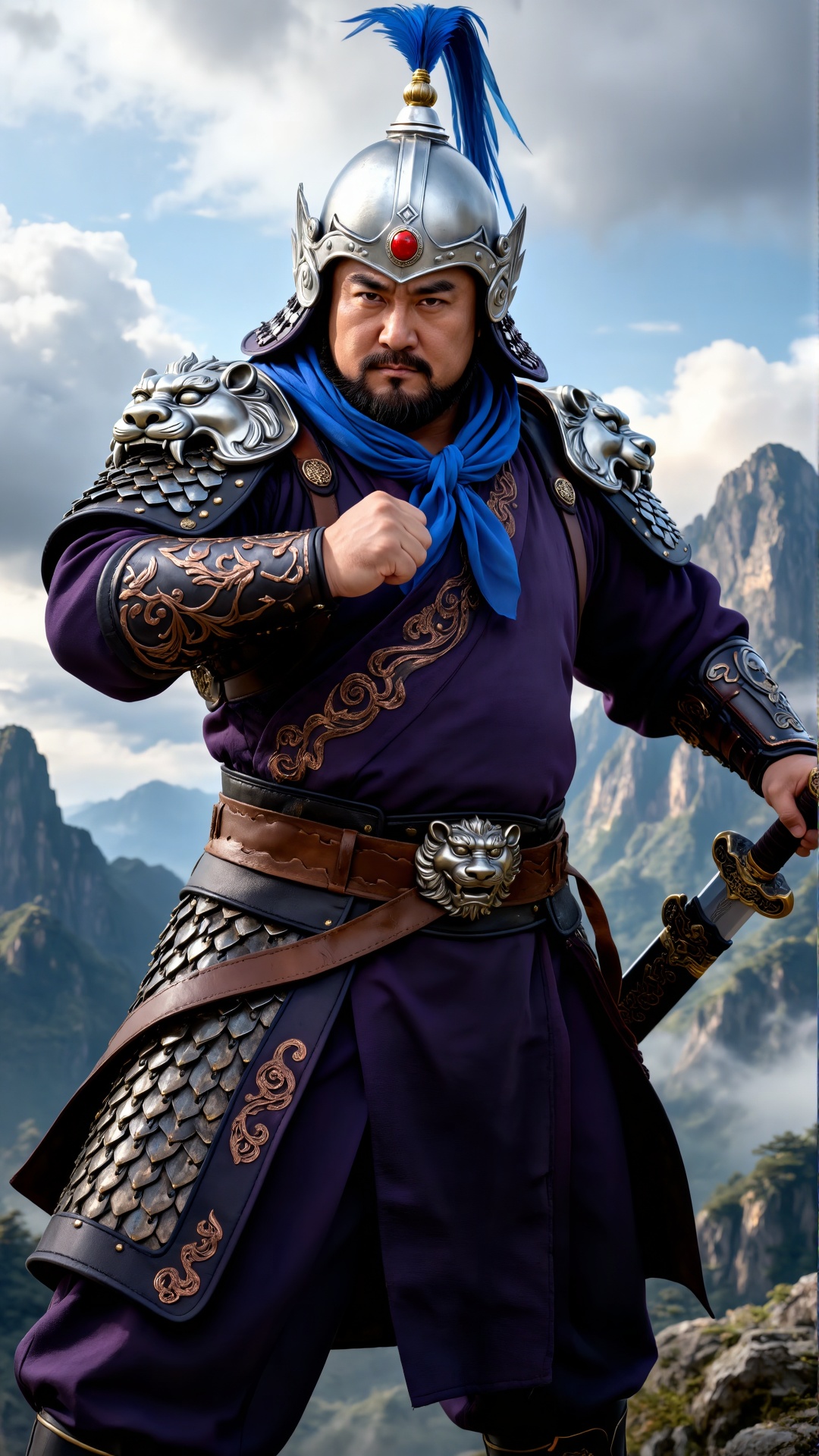 三国时期武将,  42岁。体格魁梧,  面庞刚毅方正 by 一起旅行 on Tensor.Art