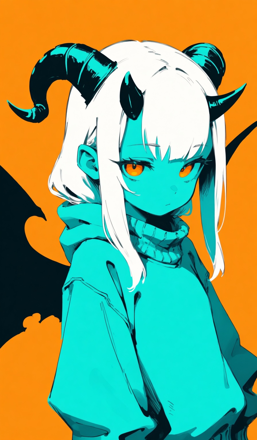1girl,  orange background,  solo on Tensor.Art