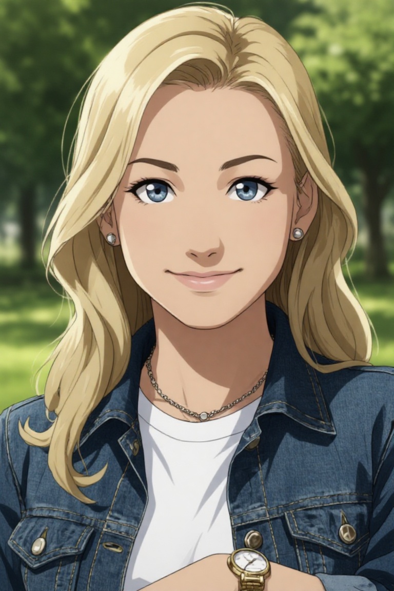 Professional editorial portrait illustration taken during an outdoor photoshoot in a park. Captured with a full-frame came...