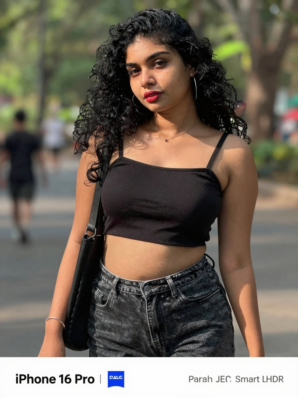 gorgeous random woman in random outfit posing for a sensual photography session at a local park,  Mobile photography,  sho...
