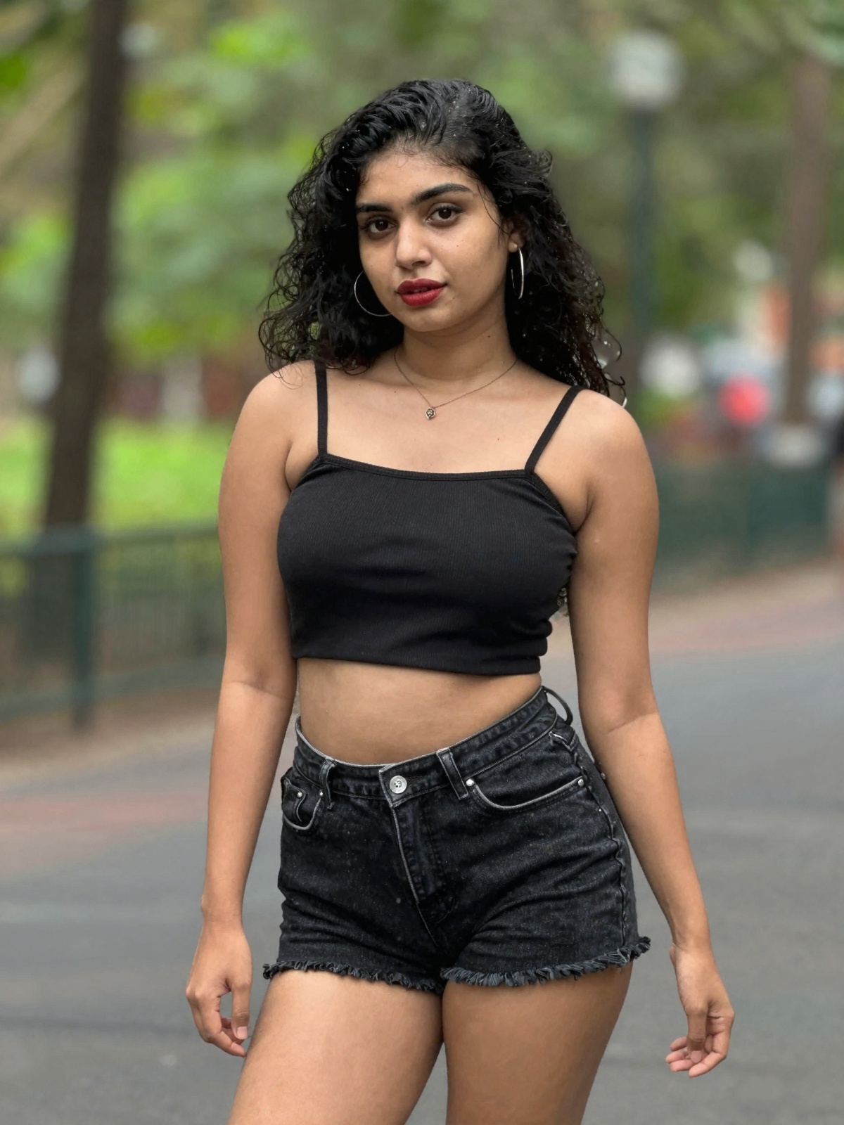gorgeous random woman in random outfit posing for a sensual photography session at a local park,  Mobile photography,  sho...