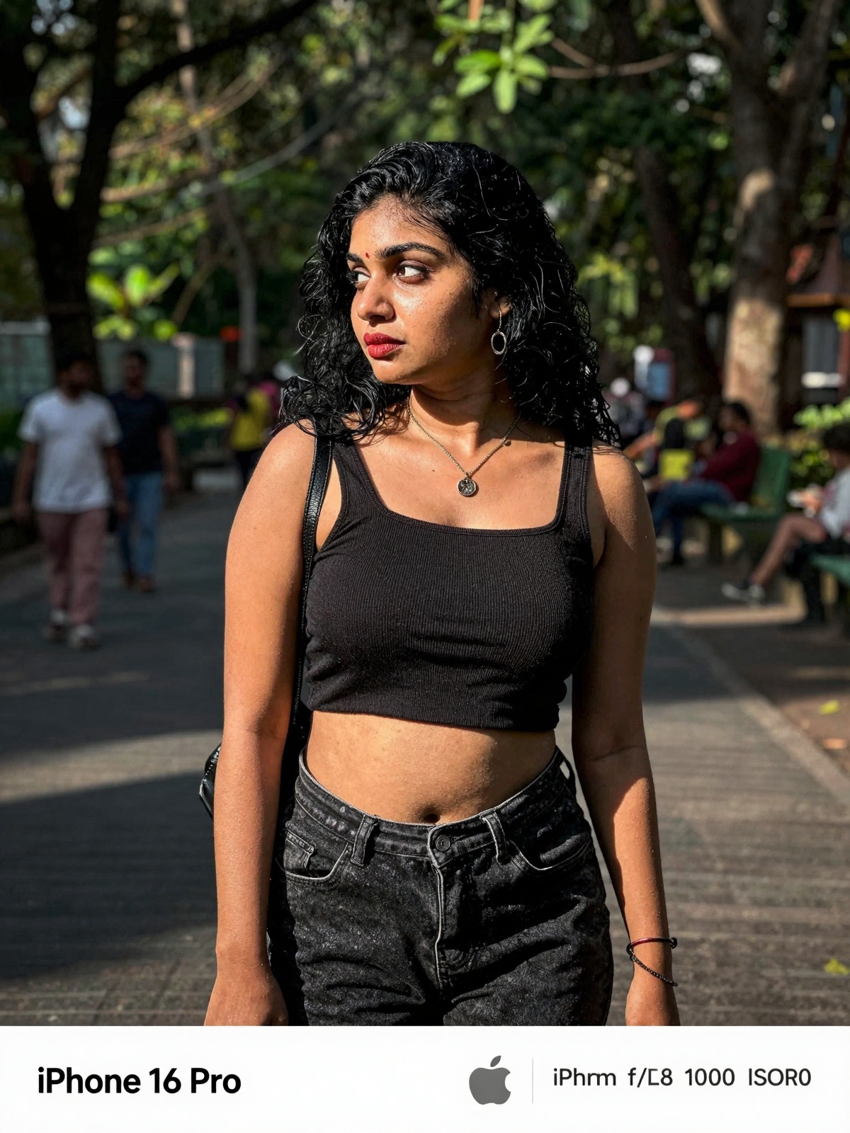 gorgeous random woman in random outfit posing for a sensual photography session at a local park,  Mobile photography,  sho...