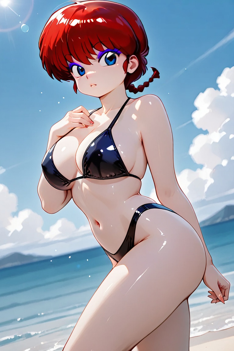 Black bikini,  eyeshadow,  purple eyeshadow on Tensor.Art
