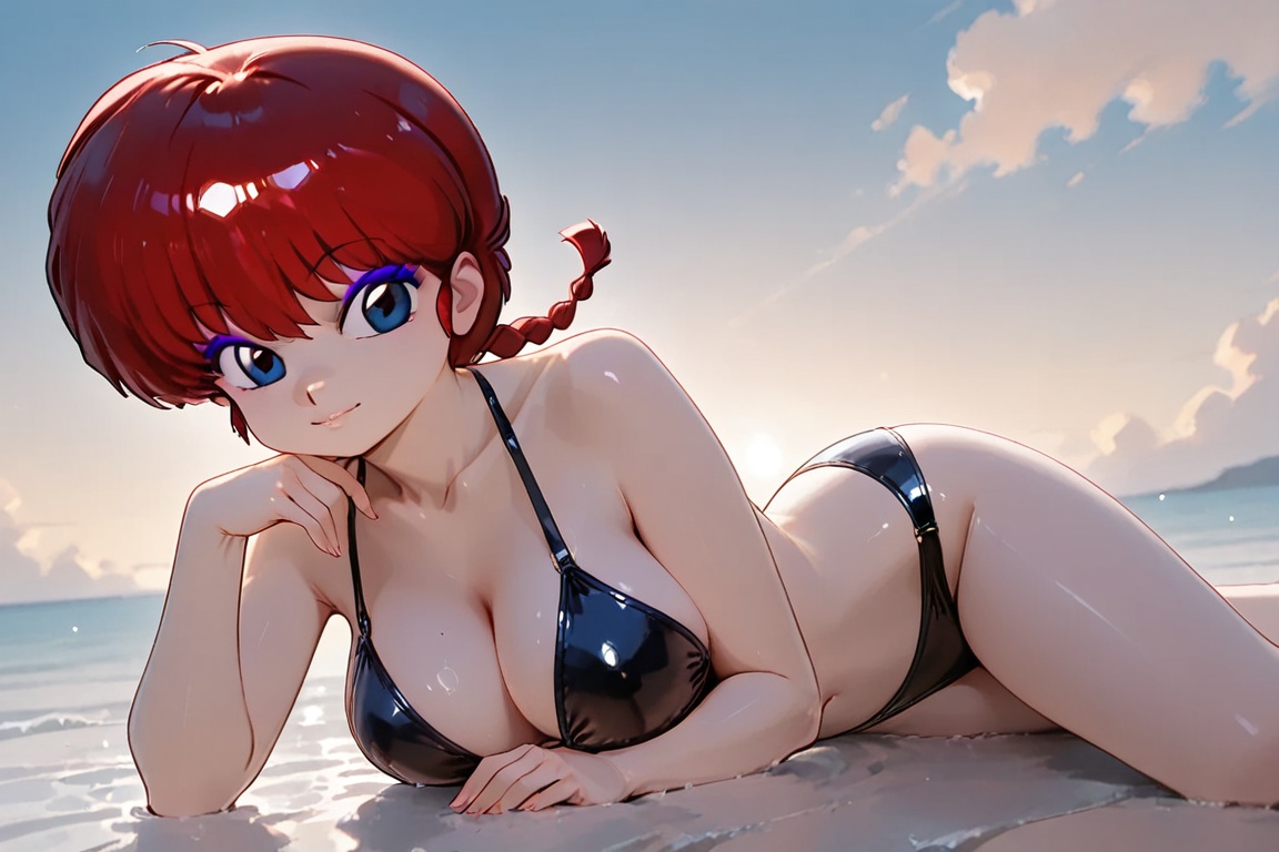 Black bikini,  eyeshadow,  purple eyeshadow on Tensor.Art