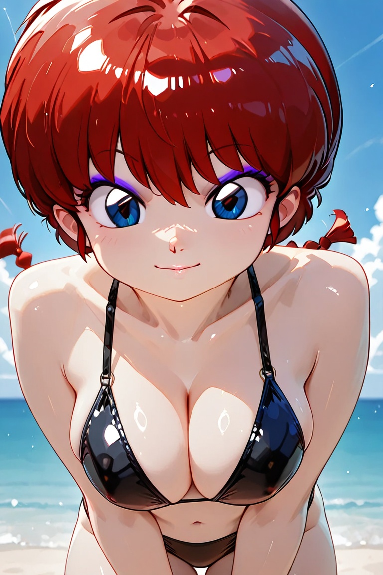 Black bikini,  eyeshadow,  purple eyeshadow on Tensor.Art