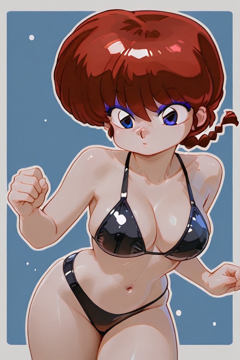 Black bikini,  eyeshadow,  purple eyeshadow on Tensor.Art