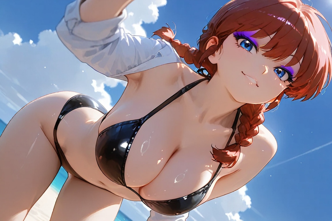 Black bikini,  eyeshadow,  purple eyeshadow on Tensor.Art