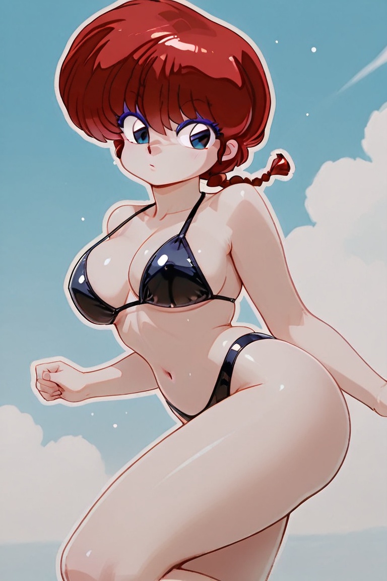 Black bikini,  eyeshadow,  purple eyeshadow on Tensor.Art