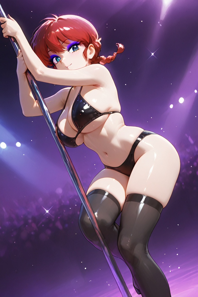 Black bikini,  eyeshadow,  purple eyeshadow on Tensor.Art