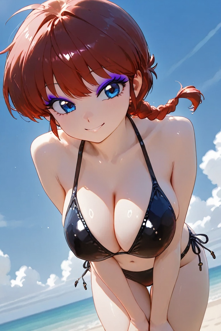 Black bikini,  eyeshadow,  purple eyeshadow on Tensor.Art