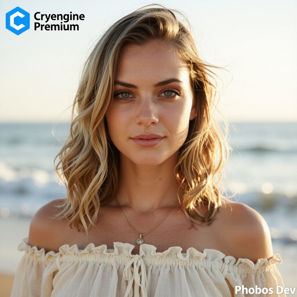A raw,  soft-focus portrait of a woman with an oval face,  medium blonde hair with loose beach waves on Tensor.Art