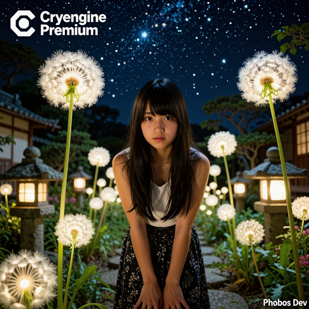A medium full-body portrait of a young Japanese girl with long,  straight black hair,  looking directly into the camera wi...